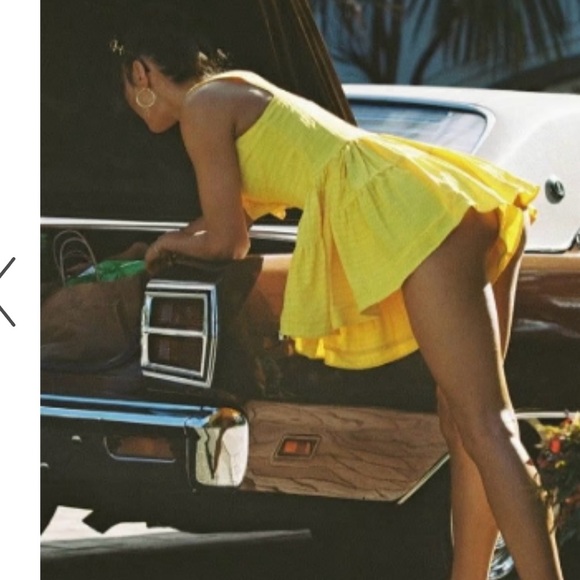 Vanessa Mooney rare yellow Elisabeth mini dress w shorts layer S new not tags - Picture 3 of 5